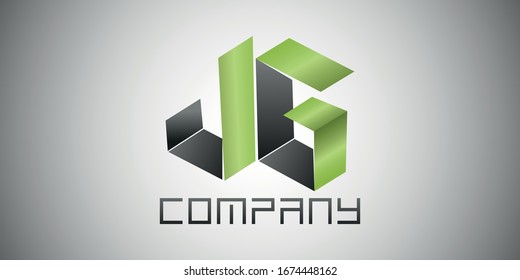 Diseño vectorial del logotipo de la letra inicial JG 3D
