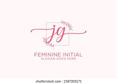 JG beauty monogram and elegant logo design handwriting logo of initial signature, wedding, fashion, floral and botanical with creative template.