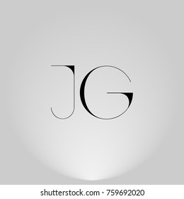 JG Black thin minimalist LOGO Design with Highlight on Gray background.
