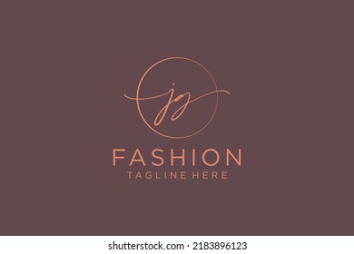 JG Feminine logo beauty monogram and elegant logo design, handwriting logo of initial signature, wedding, fashion, floral and botanical with creative template.