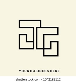 JG geometric monogram.Stylized lettering logo in abstract, modern, architectural style.Typographic icon with letter j and letter g isolated on light background.Uppercase initials sign.