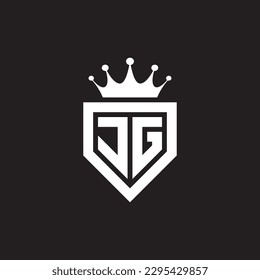 Monogramm-Symbol-Schild mit JG- oder GJ-Logo mit Kronform-Design, Vektorgrafik