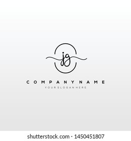 JG handwriting initial logo template vector.