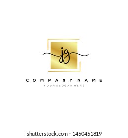 JG handwriting initial logo template vector.