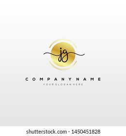JG handwriting initial logo template vector.