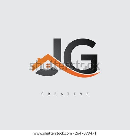 JG House Letter Logo – Creative Real Estate Monogram with Roof Shape and Home Icon for Property, Architecture and Modern Branding Identity