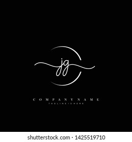 JG initial handwriting logo template vector