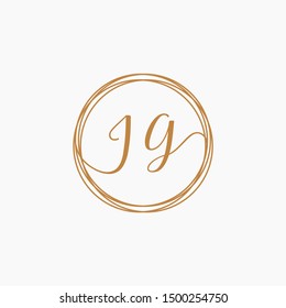 JG Initial Handwriting logo template, Creative fashion logo design, couple concept -vector