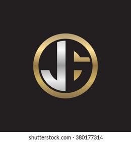JG initial letters circle elegant logo golden silver black background