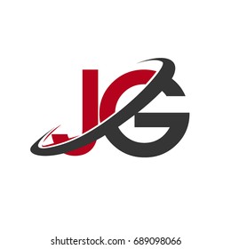 JG initial logo company name colored red and black swoosh design, isolated on white background. vector logo for business and company identity.