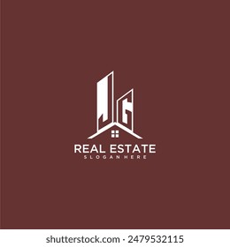 JG initial monogram building and roof logo for real estate