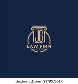 JG initial monogram for law firm with creative circle line