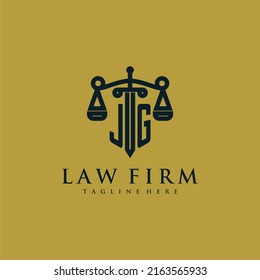 JG initial monogram for lawfirm logo with sword and scale