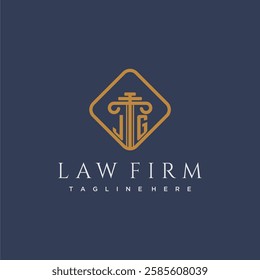 JG initial monogram logo for lawfirm with pillar in creative square design
