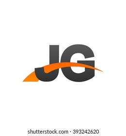 JG initial overlapping swoosh letter logo black orange