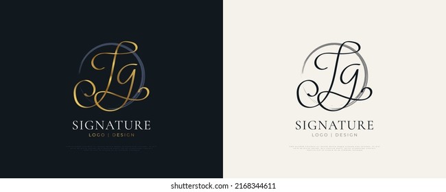 JG Initial Signature Logo Design with Elegant and Minimalist Handwriting Style. Initial J and G Logo Design for Wedding, Fashion, Jewelry, Boutique and Business Brand Identity