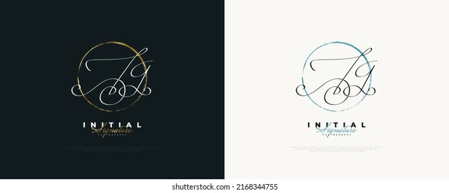 JG Initial Signature Logo Design with Elegant and Minimalist Handwriting Style. Initial J and G Logo Design for Wedding, Fashion, Jewelry, Boutique and Business Brand Identity