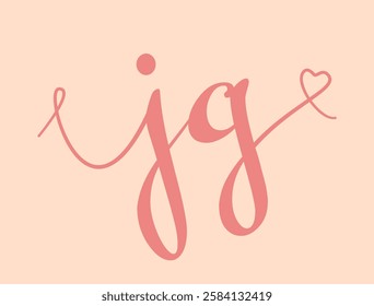 JG initial wedding monogram calligraphy vector illustration. Hand drawn lettering j and g love logo design for valentines day poster, greeting card, photo album, banner print or tattoo.