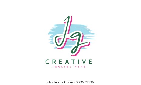 JG Initials, handwriting logo vector