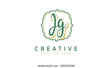JG Initials, handwriting logo vector