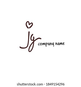 JG J G Initial handwriting logo template vector