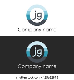 JG letter a circle shape icon logo white blue
