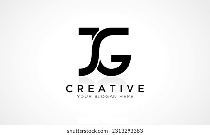 JG Letter Logo Design Vector Template. Alphabet Initial Letter JG Logo Design With Glossy Reflection Business Illustration.