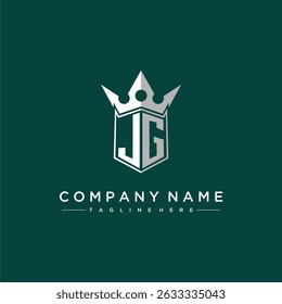 JG letter monogram initial logo for shield and crown design