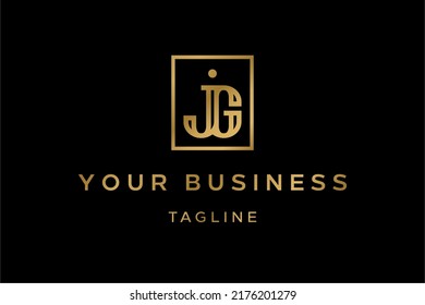 JG letter monogram logo design, icon, symbol, initial. Double line monogram, J and G letter luxurious and classy looks. Very suitable for fashion brand, jewellery or realtor logo