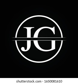 Plantilla vectorial de diseño de tipo de letra JG. Diseño del logotipo de la carta abstracta JG