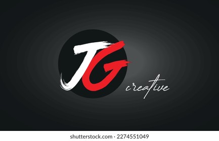 JG Letters Brush Paint Logo icon, Elegant Vector Design