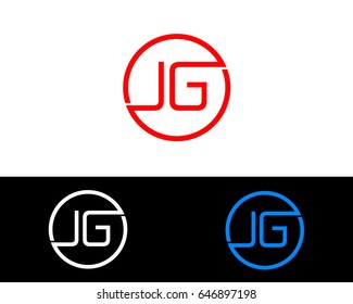 Jg Logo. Letter Design Vector with Red and Black Gold Silver Colors
