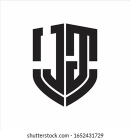 JG-Logo-Monogramm mit Emblem-Schild-Design einzeln auf weißem Hintergrund