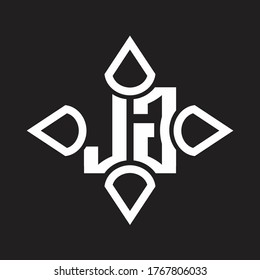 Monograma del logotipo JG con cuatro cono redondeado por la plantilla de diseño de forma