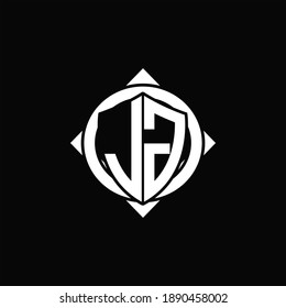 JG Logo monogram isolated circle rounded with compass shape on black background