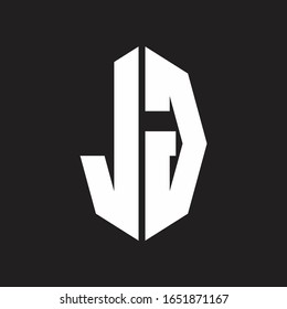 JG Logo monogram with octagonal ribbon style design template