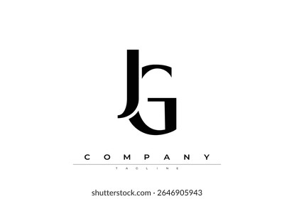 JG Modern Initials Logo Design (em inglês). Logotipo de marca com iniciais estilizadas apresentando design arrojado e estética moderna. Ideal para profissionais de marca de negócios ou projetos criativos com foco em minimalista