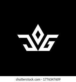 logotipo de monograma JG con forma de corona plantilla de diseño de estilo de lujo