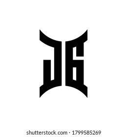 JG monogram logo with curved side design template