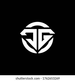 JG monogram logo with diamond shape and ring circle rounded design template
