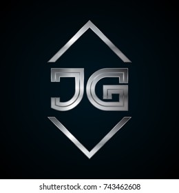 JG Monogram, Metal Logo, Silver Logo