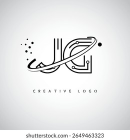 JG Orbit Monogram Logo - Futuristic Minimal Letter mark with Circular Line Art, Tech-Inspired Dots and Space Motion Concept for Modern Branding Identity (Logotipo de Monograma de Órbita JG - Marca de Letra Mínima Futurista com Linha de Arte Circular, Pontos Inspirados na Tecnologia e Conceito de Movimento Espacial para Identidade de Marca Moderna)