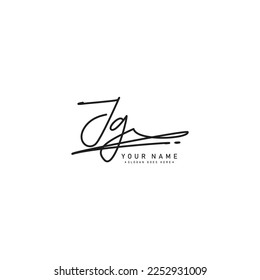 JG Simple Signature Logo - Handwritten Vector Template for J and G Logo