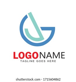 JG text logo design & illustration vector art 