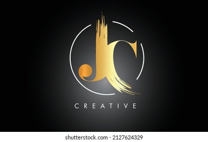 JGolden C Brush Stroke Letter Logo Design. Black Paint Logo Leters Icon with Elegant Circle Vector Design.