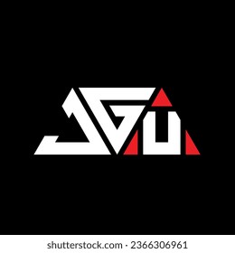 JGU triangle letter logo design with triangle shape. JGU triangle logo design monogram. JGU triangle vector logo template with red color. JGU triangular logo Simple, Elegant, and Luxurious design.
