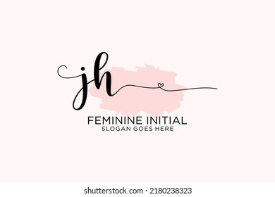 Monograma de belleza JH y elegante logo de diseño para escritura a mano de marca inicial, boda, moda, floral y botánica con plantilla creativa.
