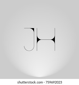 JH Black thin minimalist LOGO Design with Highlight on Gray background.