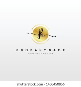 JH handwriting initial logo template vector.
