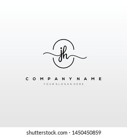 JH handwriting initial logo template vector.